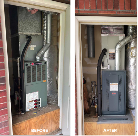 before and after image of furnace installation